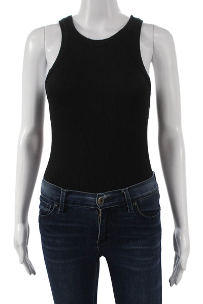 Wesley Womens One Piece Bodysuit Black Tencel Crew Neck Sleeveless Size S