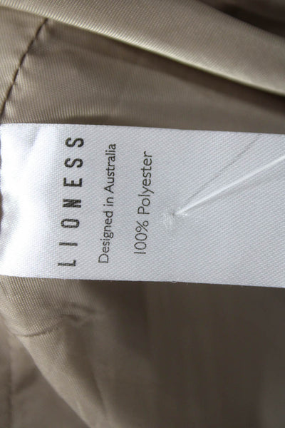 Lioness Women Double Breasted Plaid Blazer Beige Polyester Size XS