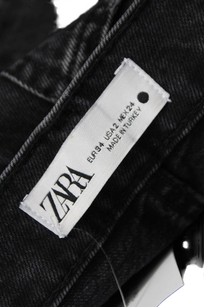 Zara Womens Black Wide Leg Jeans Size 2