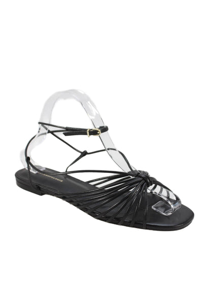 Anthropologie Womens Leather Strappy Slingbacks Sandals Black Size 8