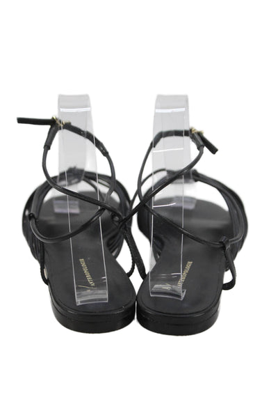 Anthropologie Womens Leather Strappy Slingbacks Sandals Black Size 8