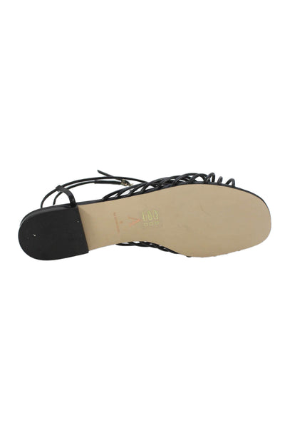 Anthropologie Womens Leather Strappy Slingbacks Sandals Black Size 8
