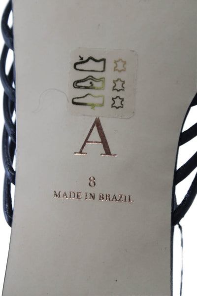 Anthropologie Womens Leather Strappy Slingbacks Sandals Black Size 8