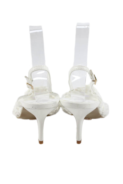 Billini Womens Woven Pointed Toe Lummi Slingbacks Pumps White Size 8