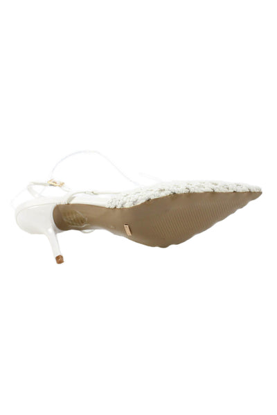Billini Womens Woven Pointed Toe Lummi Slingbacks Pumps White Size 8