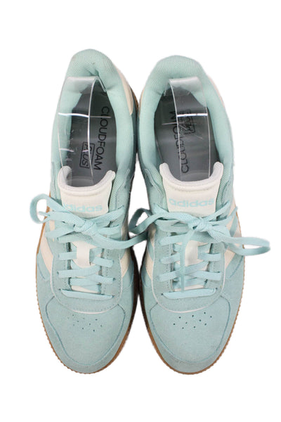 Adidas Womens Suede Cloudfoam Plus Low Top Sneakers Sky Blue Size 8