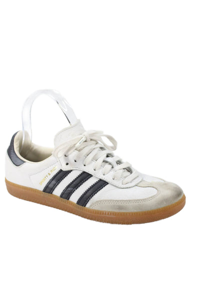 Adidas Mens Leather Sporty & Rich Lace Up Sneakers White Black Size 6