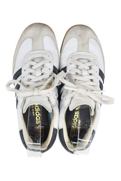 Adidas Mens Leather Sporty & Rich Lace Up Sneakers White Black Size 6
