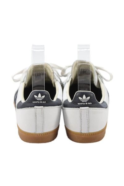 Adidas Mens Leather Sporty & Rich Lace Up Sneakers White Black Size 6