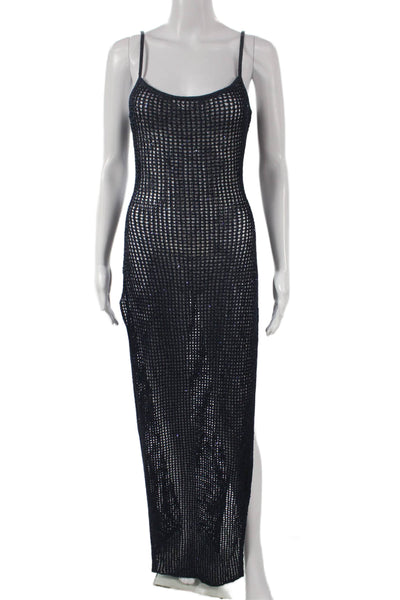 Meshki Womens Maxi Dress Blue Scoop Neck Sleeveless Polyester Long Size S