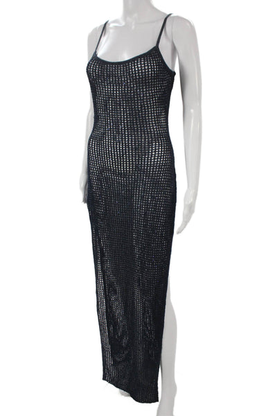Meshki Womens Maxi Dress Blue Scoop Neck Sleeveless Polyester Long Size S