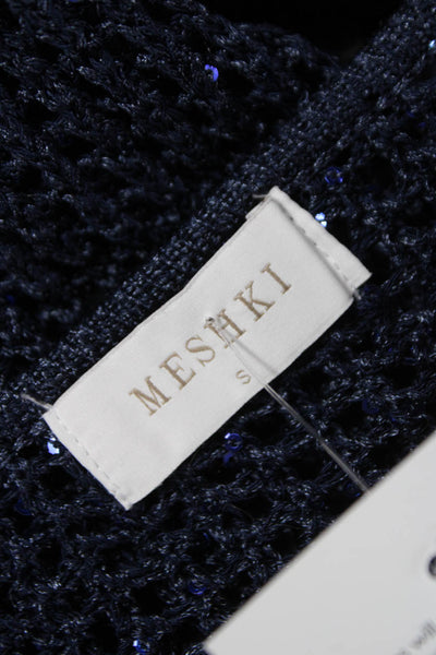 Meshki Womens Maxi Dress Blue Scoop Neck Sleeveless Polyester Long Size S