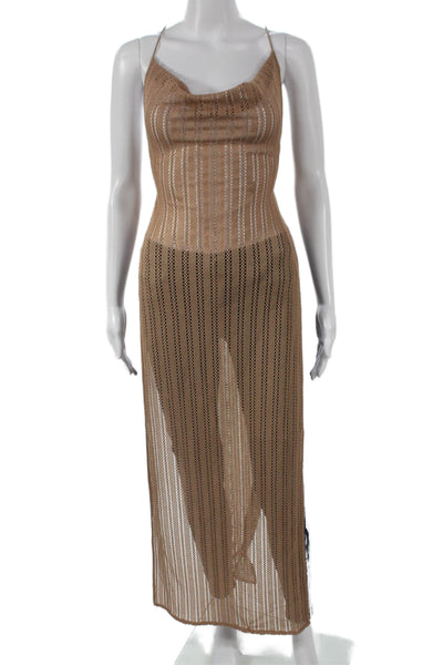 Michael Costello x Revolve Women Cowl Neck Slip Dress Beige Sleeveless Size XS