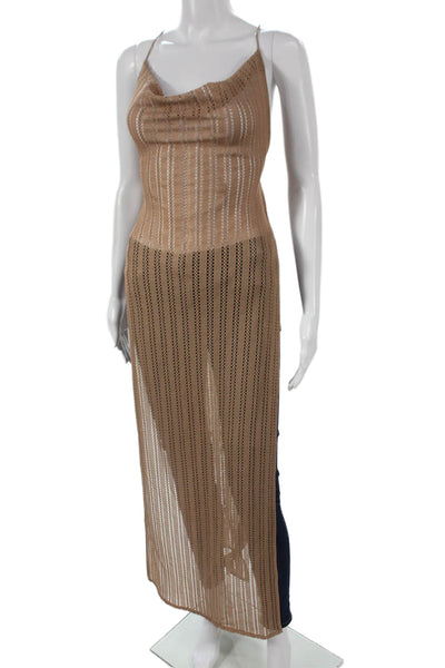 Michael Costello x Revolve Women Cowl Neck Slip Dress Beige Sleeveless Size XS