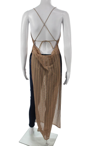 Michael Costello x Revolve Women Cowl Neck Slip Dress Beige Sleeveless Size XS