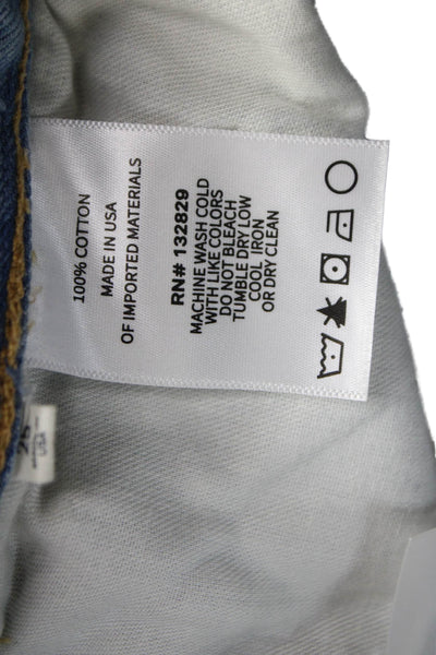 Grlfrnd Womens Straight Jeans Blue Low Rise Button Fly 31in Size 25