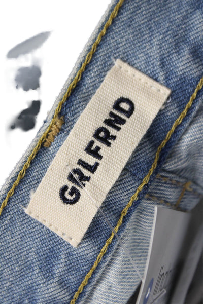 Grlfrnd Womens Straight Jeans Blue Low Rise Button Fly 31in Size 25
