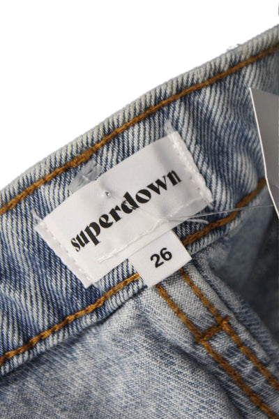 Superdown Women Straight Jeans Blue High Rise Button Fly 28in Size 26