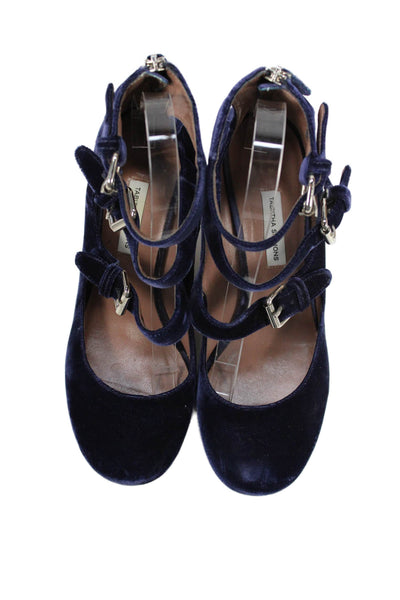 Tabitha Simmons Womens Vlevet Zipped Buckled Block Heels Blue Size EUR 39