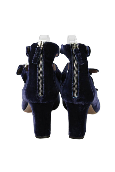 Tabitha Simmons Womens Vlevet Zipped Buckled Block Heels Blue Size EUR 39