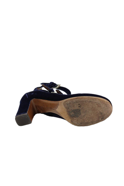 Tabitha Simmons Womens Vlevet Zipped Buckled Block Heels Blue Size EUR 39