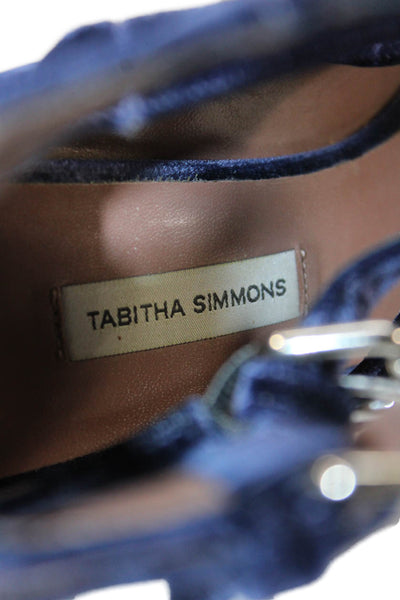 Tabitha Simmons Womens Vlevet Zipped Buckled Block Heels Blue Size EUR 39