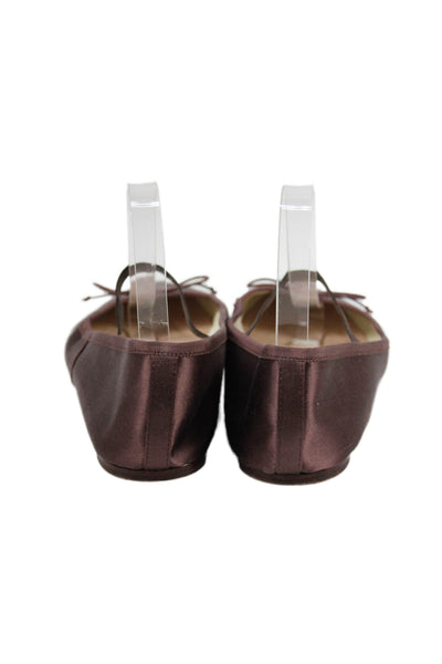 Loeffler Randall Womens Silk Round Toe Bow Tied Ballet Flats Brown Size 9
