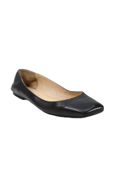 Paciotti Womens Leather Square Toe Flats Black Size EUR 39