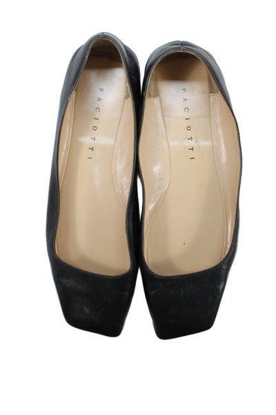 Paciotti Womens Leather Square Toe Flats Black Size EUR 39