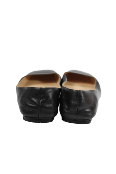 Paciotti Womens Leather Square Toe Flats Black Size EUR 39