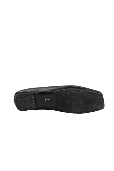Paciotti Womens Leather Square Toe Flats Black Size EUR 39