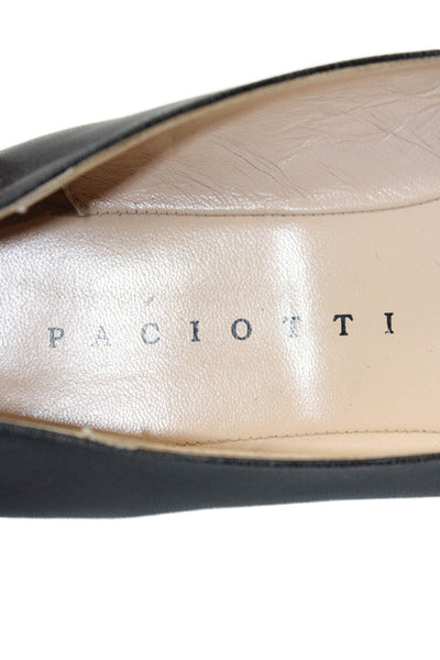 Paciotti Womens Leather Square Toe Flats Black Size EUR 39