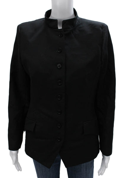 Alexander McQueen Womens Wool Collared Buttoned Blazer Jacket Black Size EUR 40