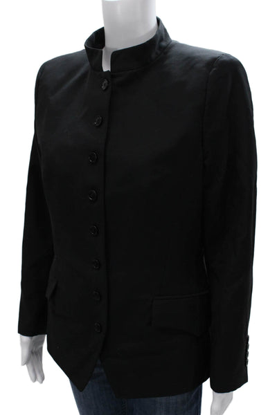 Alexander McQueen Womens Wool Collared Buttoned Blazer Jacket Black Size EUR 40