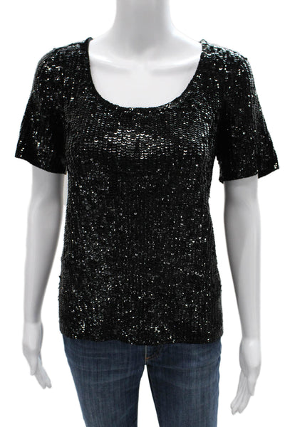Oscar Oscar de la Renta Women Wool Short Sleeve Blouse Black Size 1X