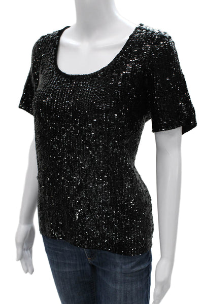 Oscar Oscar de la Renta Women Wool Short Sleeve Blouse Black Size 1X