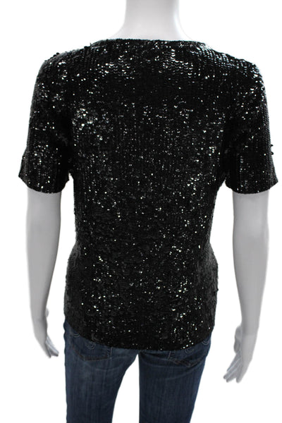 Oscar Oscar de la Renta Women Wool Short Sleeve Blouse Black Size 1X