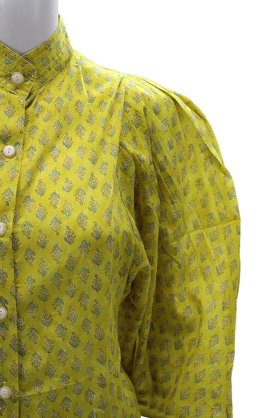 Claramonte Womens Cotton Floral Collared Button Long Sleeve Basic Blouse Size S