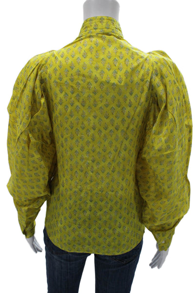 Claramonte Womens Cotton Floral Collared Button Long Sleeve Basic Blouse Size S