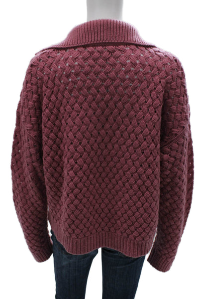 One Grey Day Women Cashmere Pullover Sweater Pink Collared Long Sleeve Size S