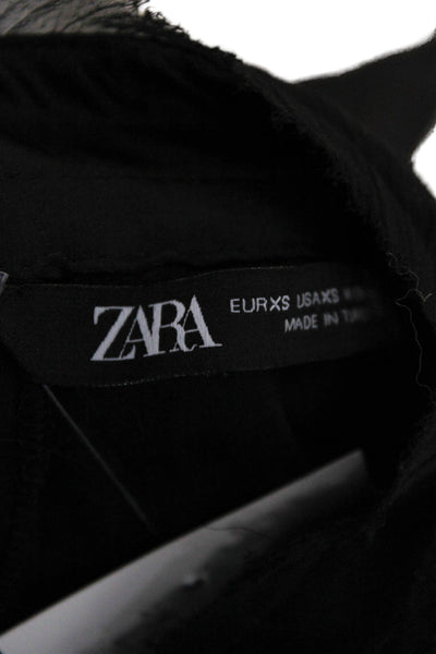 Zara Women Black High Neck Long Sleeve Basic Blouse Polyester Pullover Size XS