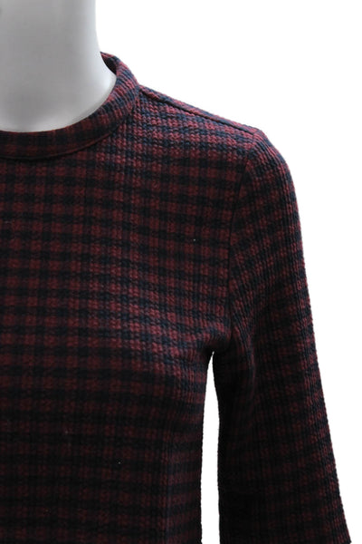 Trf Collection Zara Women Basic Blouse Multicolor Checked Zip 3/4 Sleeve Size S