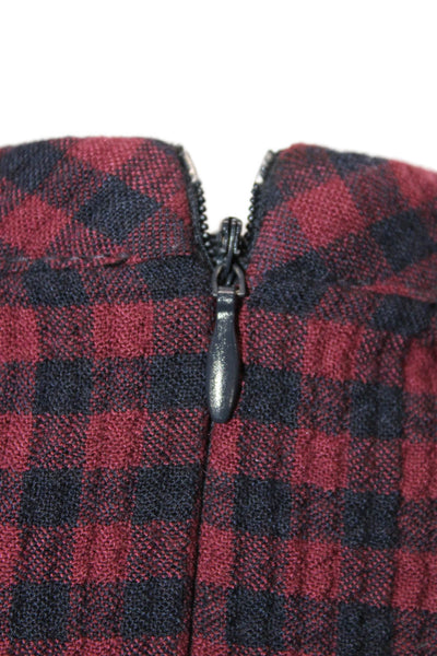 Trf Collection Zara Women Basic Blouse Multicolor Checked Zip 3/4 Sleeve Size S
