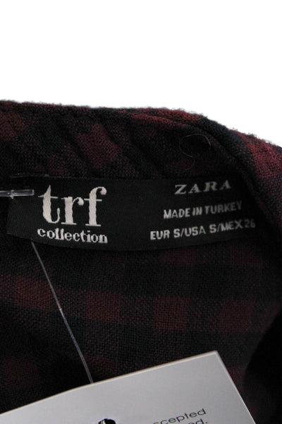 Trf Collection Zara Women Basic Blouse Multicolor Checked Zip 3/4 Sleeve Size S