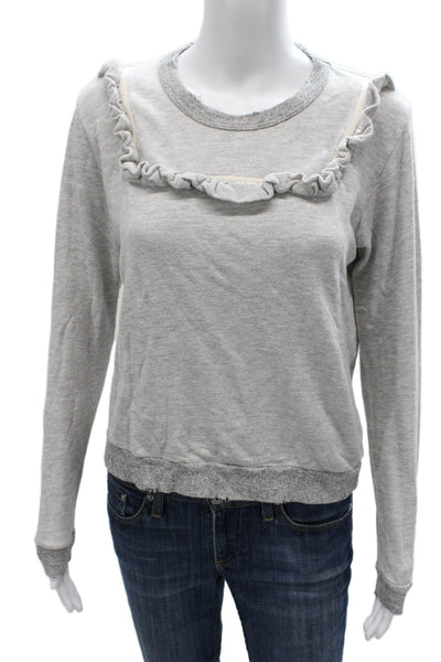 The Great Womens Pullover Sweatshirt Gray Cotton Crewneck Long Sleeve Size 0