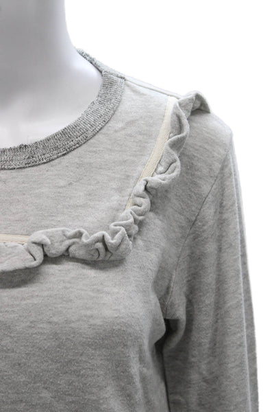 The Great Womens Pullover Sweatshirt Gray Cotton Crewneck Long Sleeve Size 0