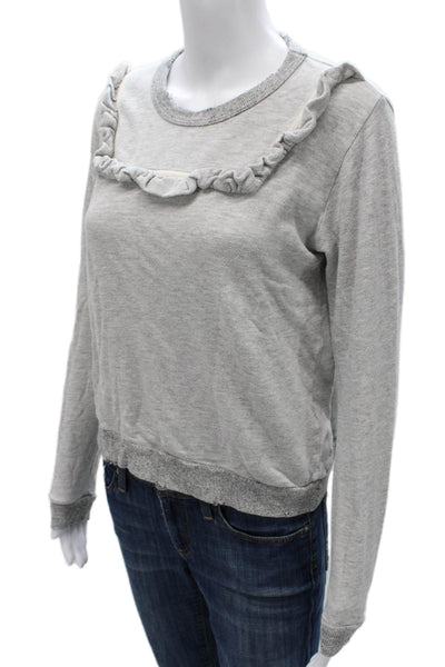 The Great Womens Pullover Sweatshirt Gray Cotton Crewneck Long Sleeve Size 0