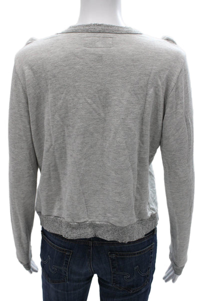The Great Womens Pullover Sweatshirt Gray Cotton Crewneck Long Sleeve Size 0