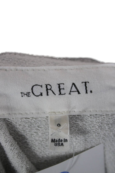 The Great Womens Pullover Sweatshirt Gray Cotton Crewneck Long Sleeve Size 0