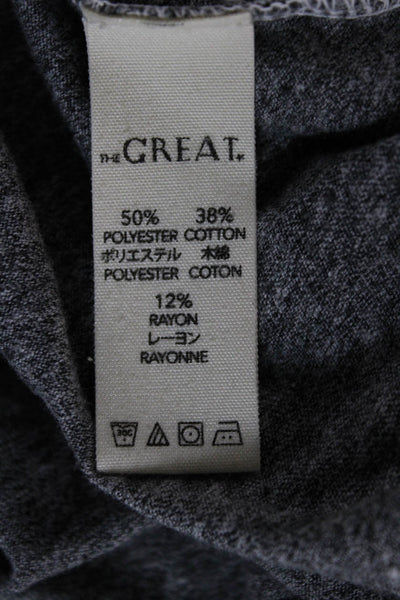 The Great Womens Basic Gray Polyester Crew Neck Short Sleeve T-Shirt Size 0
